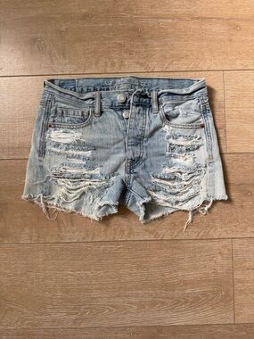 American Eagle Outfitters Light Blue Distressed Cutoff Denim Shorts